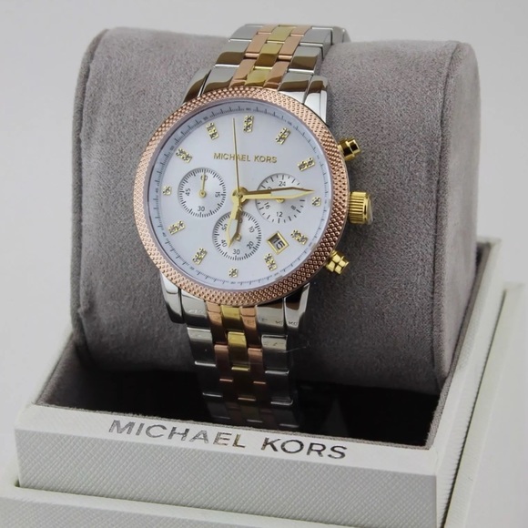 Michael Kors TRI tone ritz chronograph watch - Picture 3 of 8